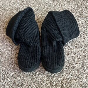 Black UGG Knit Fold-Over Boots
